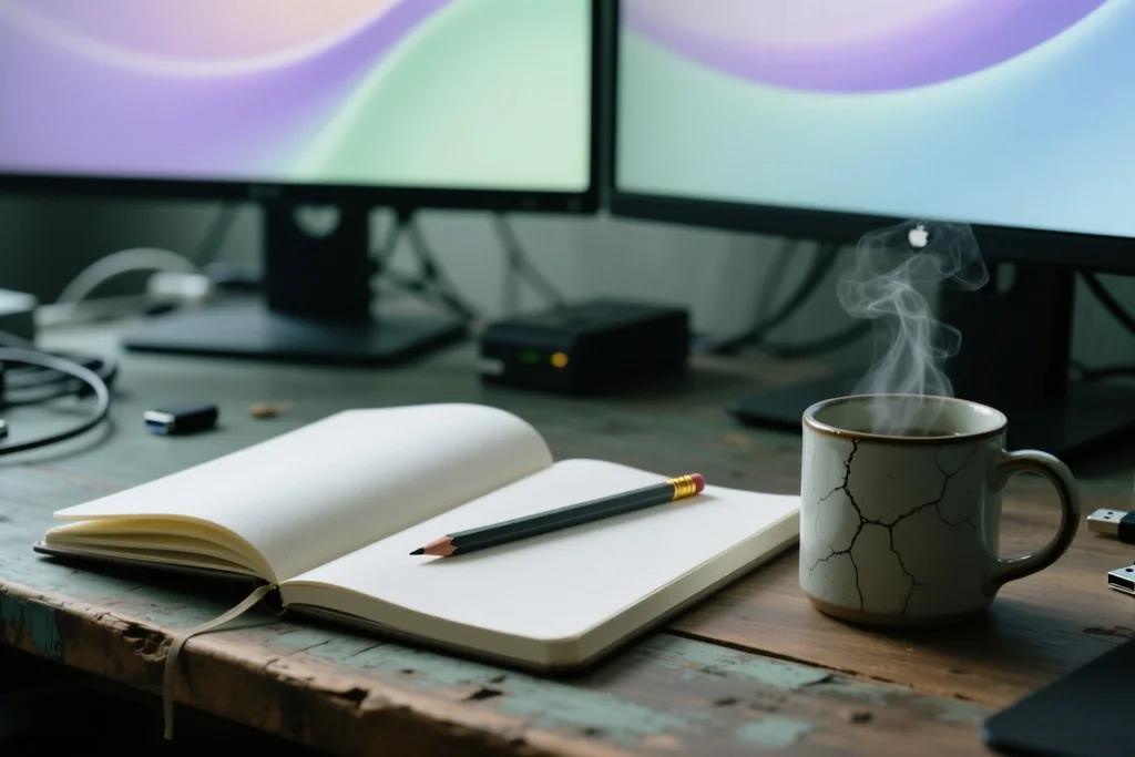A reading and practice setup with a guide open beside a running game project