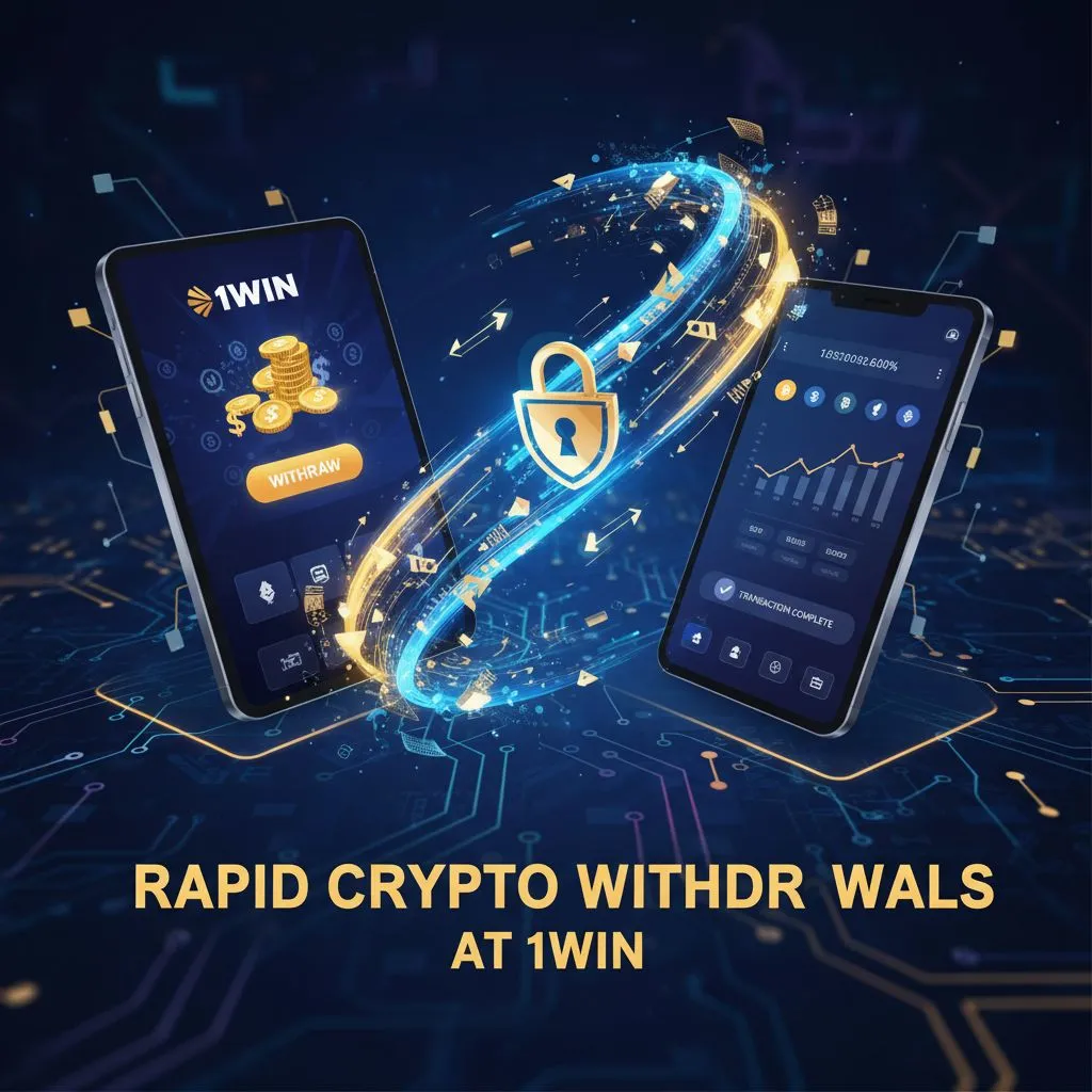 Graphic depicting fast and secure crypto withdrawals, showing money moving quickly from a casino platform to a user's cryptocurrency wallet.